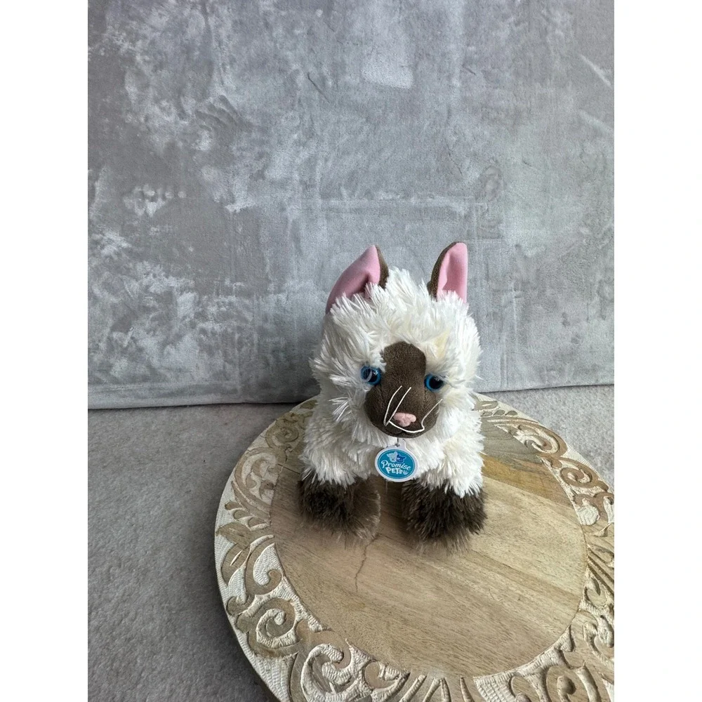 Build-A-Bear Promise Pets Siamese Cat Plush Cream Brown Blue Eyes Standing 10in‎